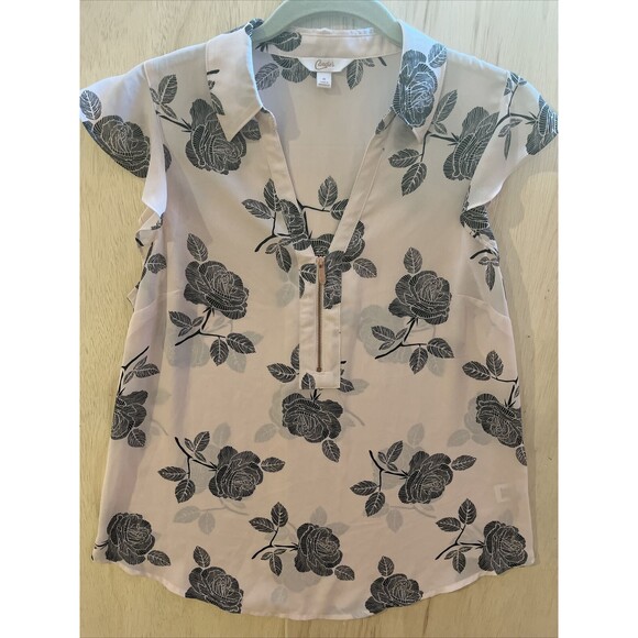 Candies Womens shirt Sleeveless Blouse top Sz M Floral pink Button Down - Picture 1 of 6